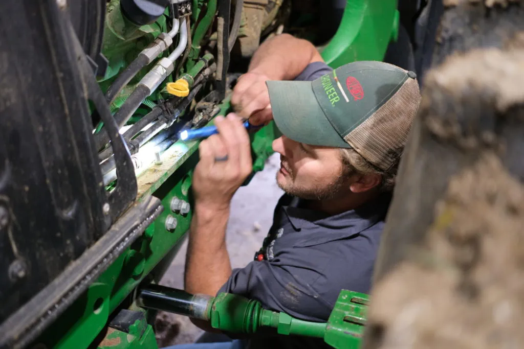 Performing a walkaround inspection of a tractor